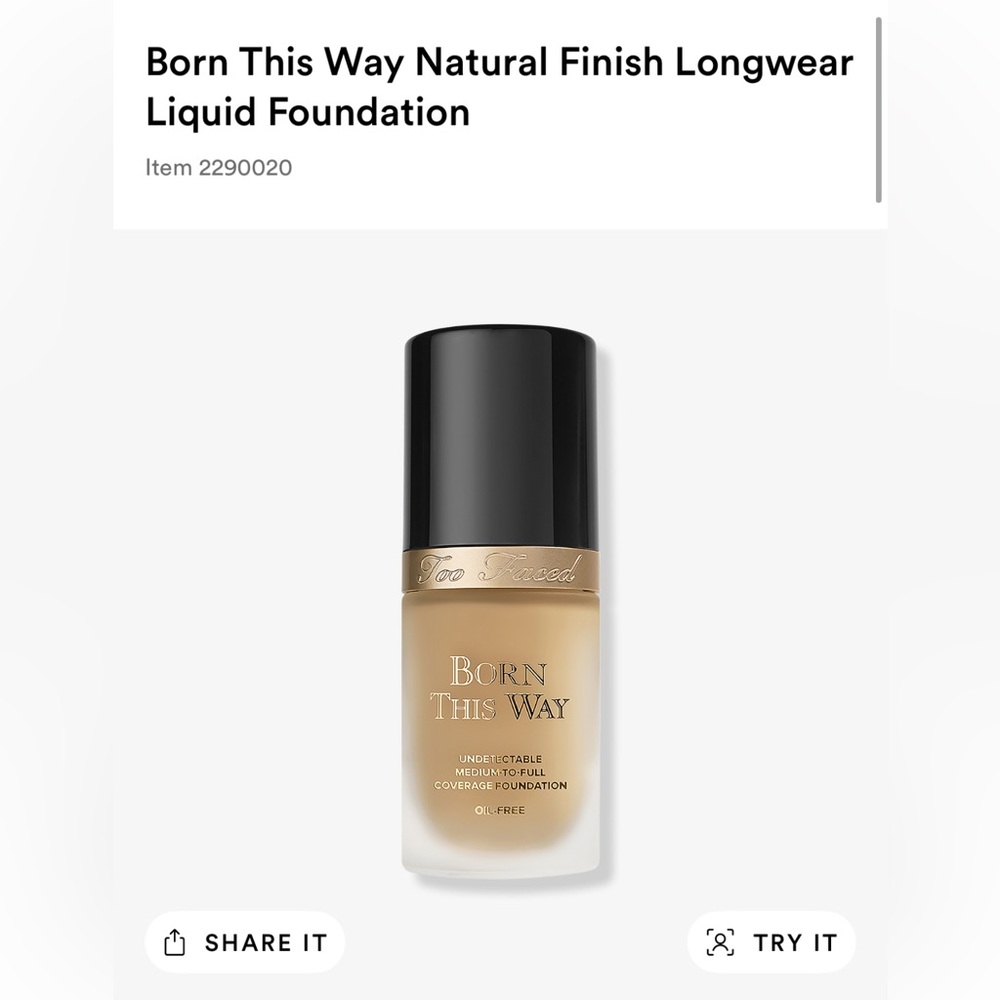 Too faced born this way, undetectable medium to full coverage foundation